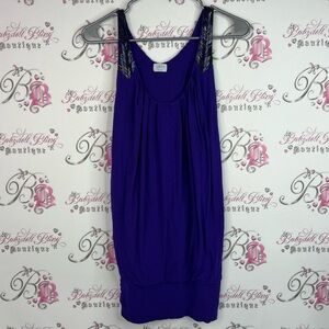 Oasis dress beaded embroidered shiny Vibrant Purple Dress Beaded Straps